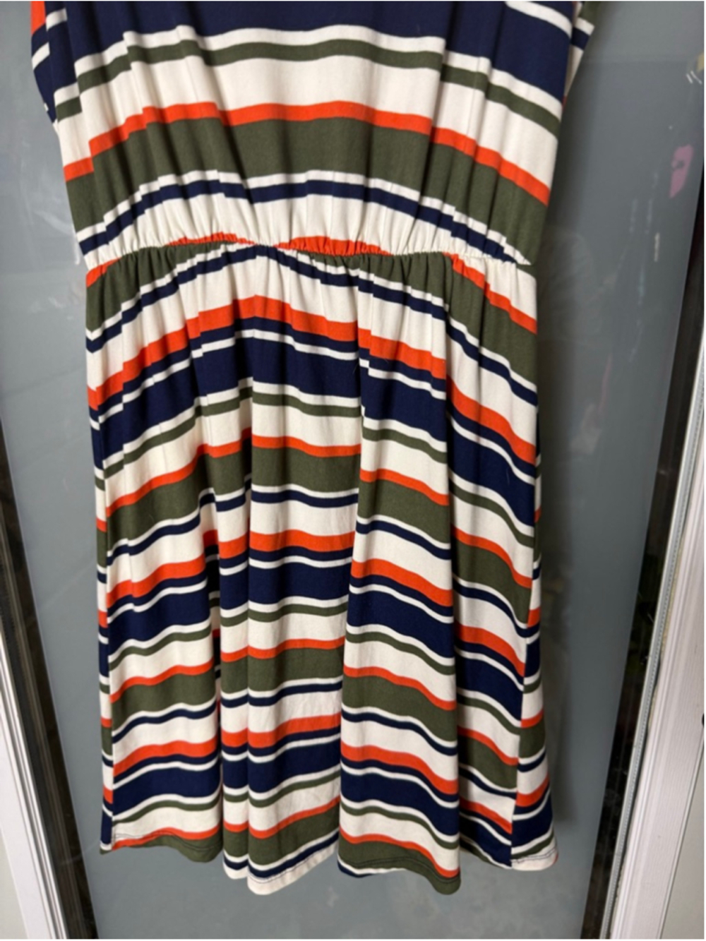 FRENCH GREY Striped Sleeveless Dress M White Navy Orange - Picture 4 of 7
